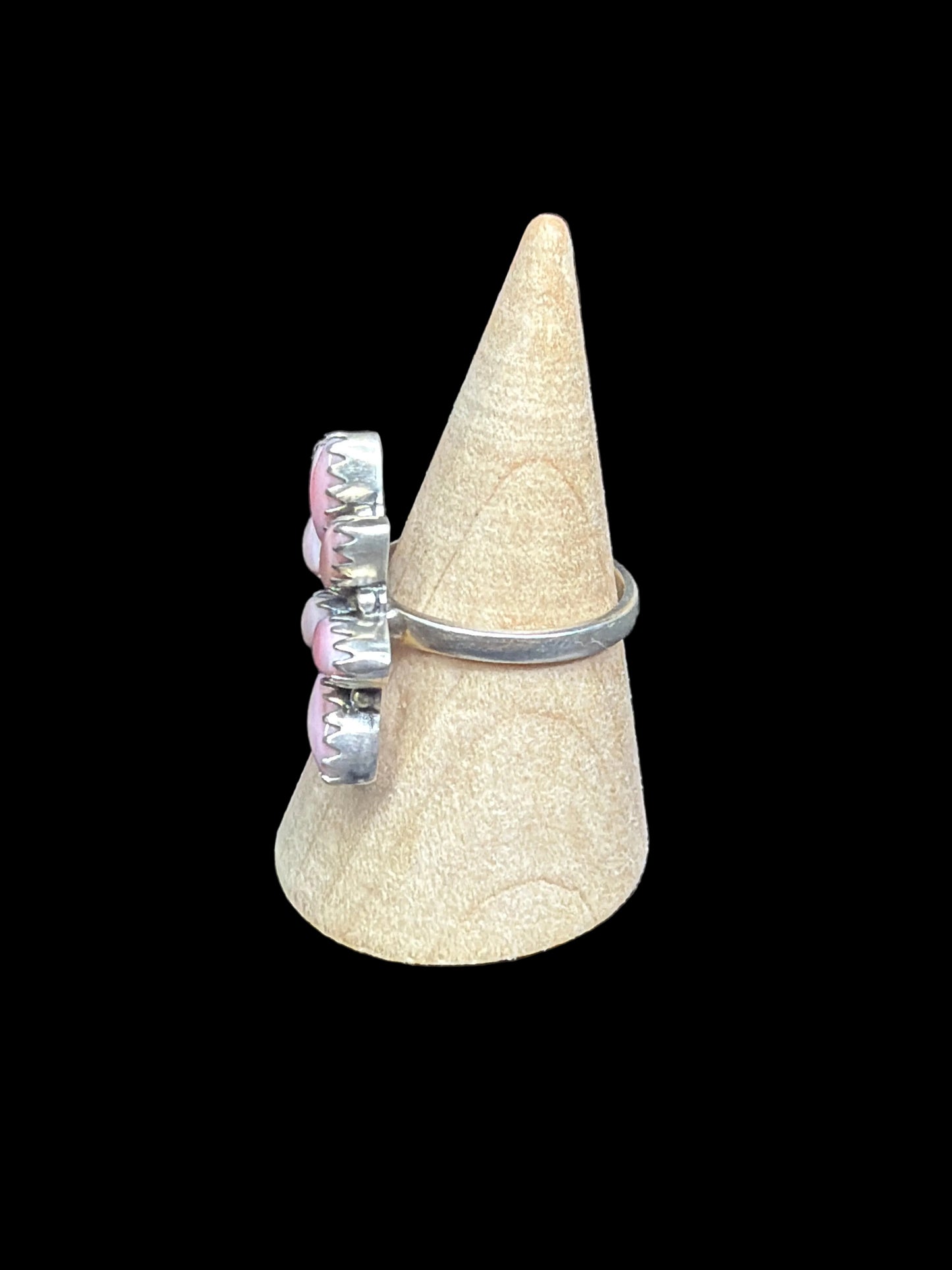 Handcrafted Pink Conch Naja Ring - size 9