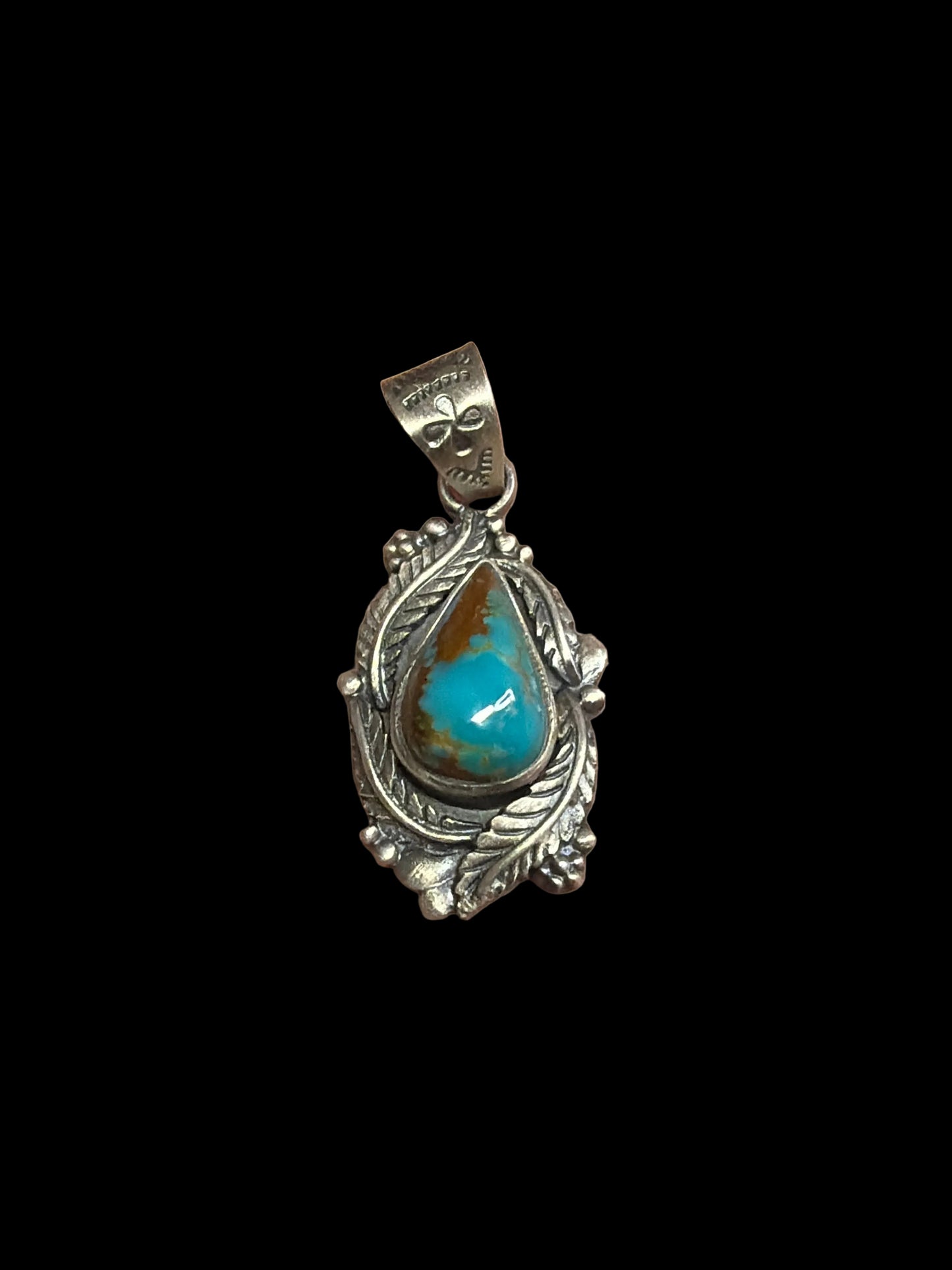 Handcrafted Kingman Turquoise & Feather Pendant