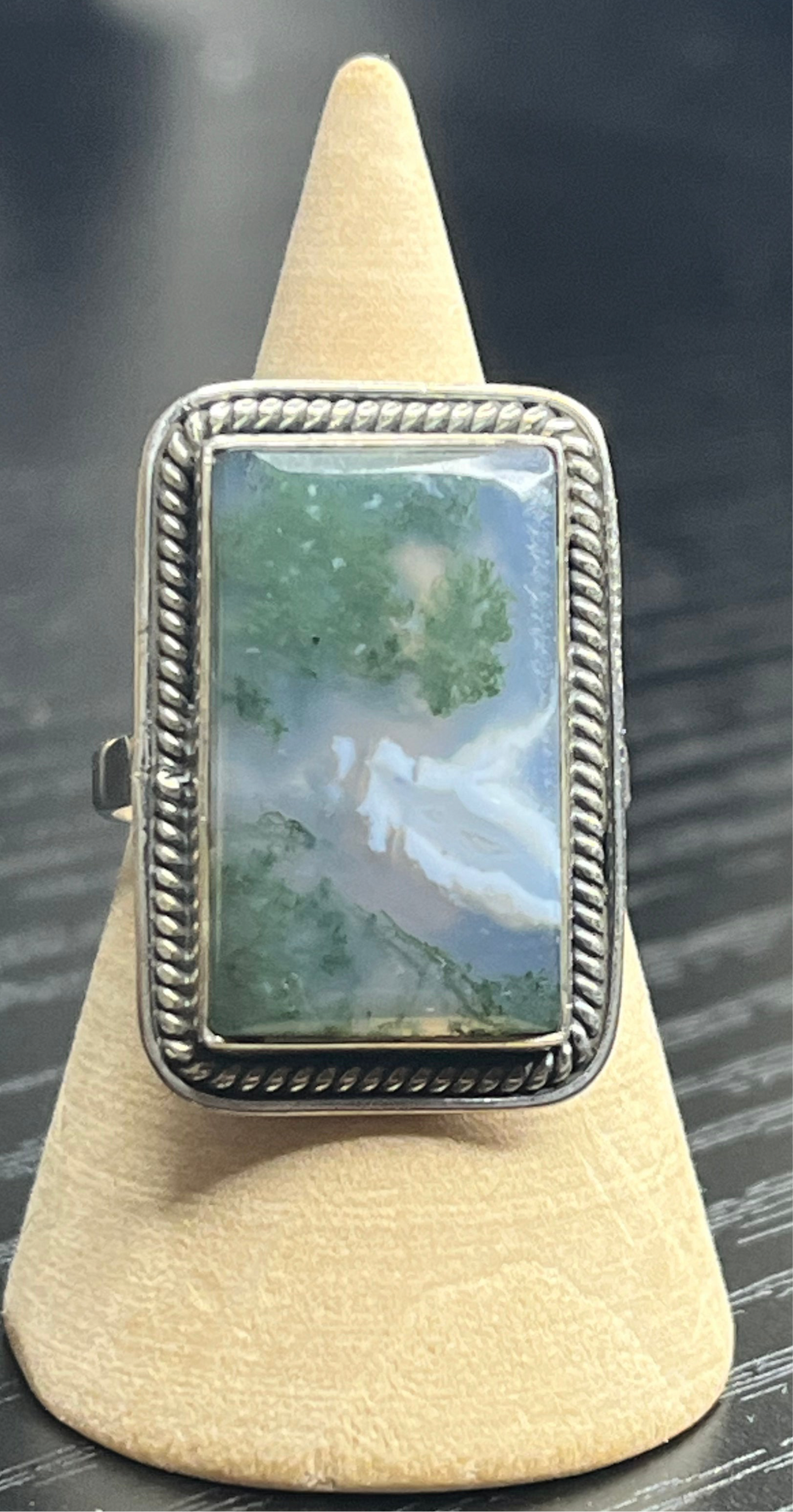 Moss Agate Sterling Silver Rings