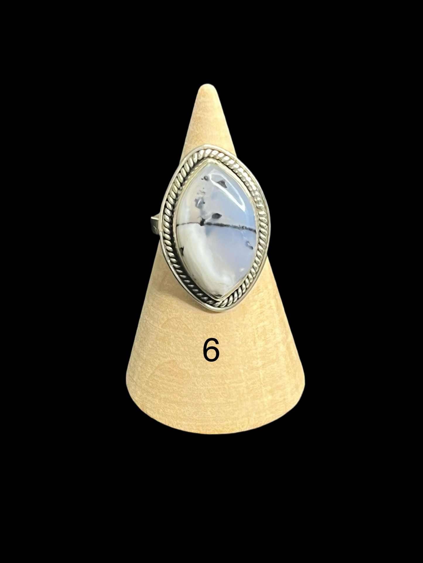 Marquise Natural Stone Sterling Silver Rings