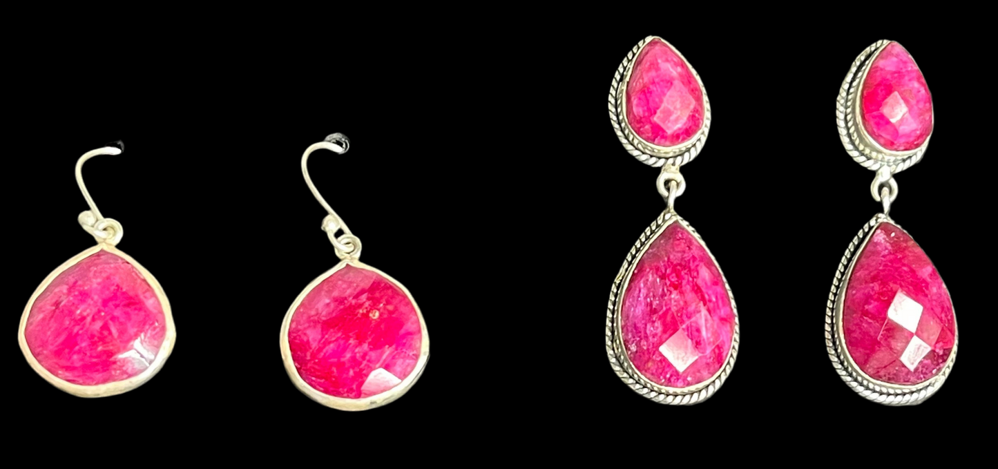 Kashmir Ruby Sterling Silver Earrings