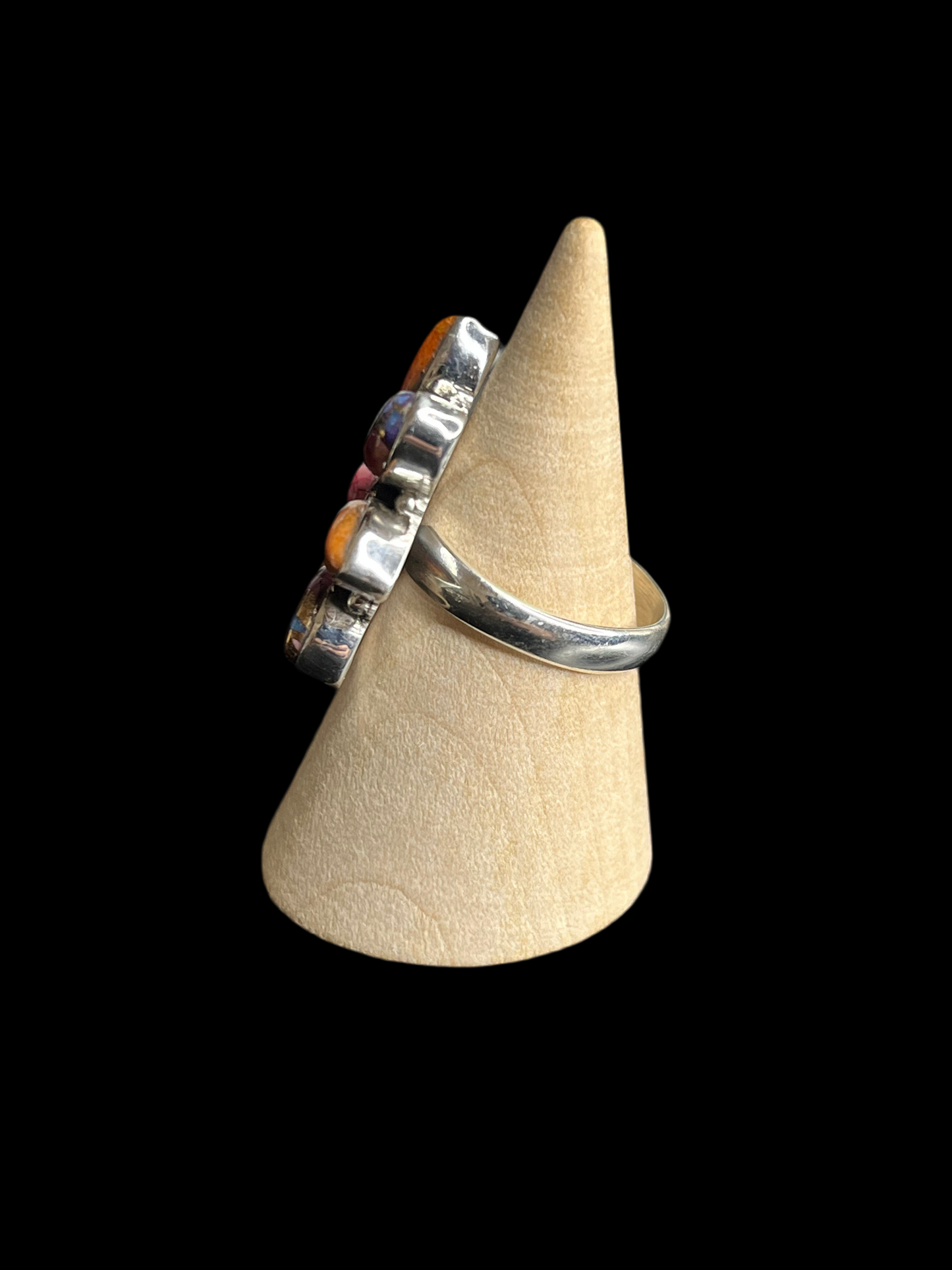 Cluster Stone Sterling Silver Rings - Adjustable