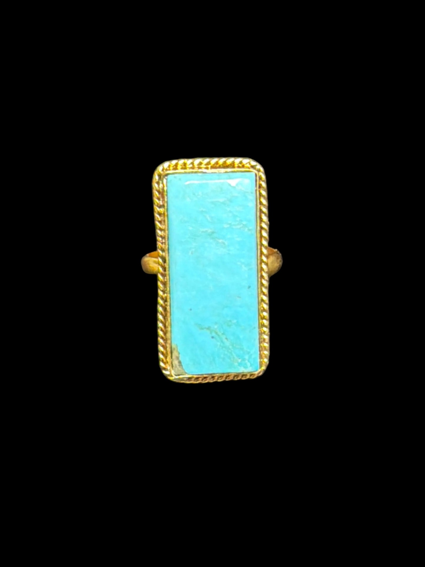 The Golden Turquoise Bar Rings
