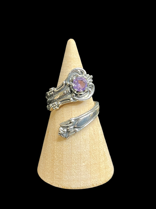 Amethyst Sterling Silver Wrap Ring - Adjustable