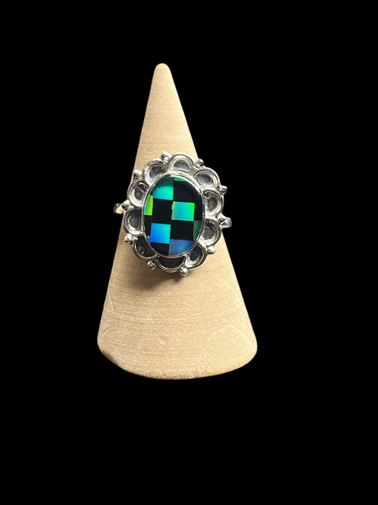 Aurora Opal Checker Rings - Adjustable