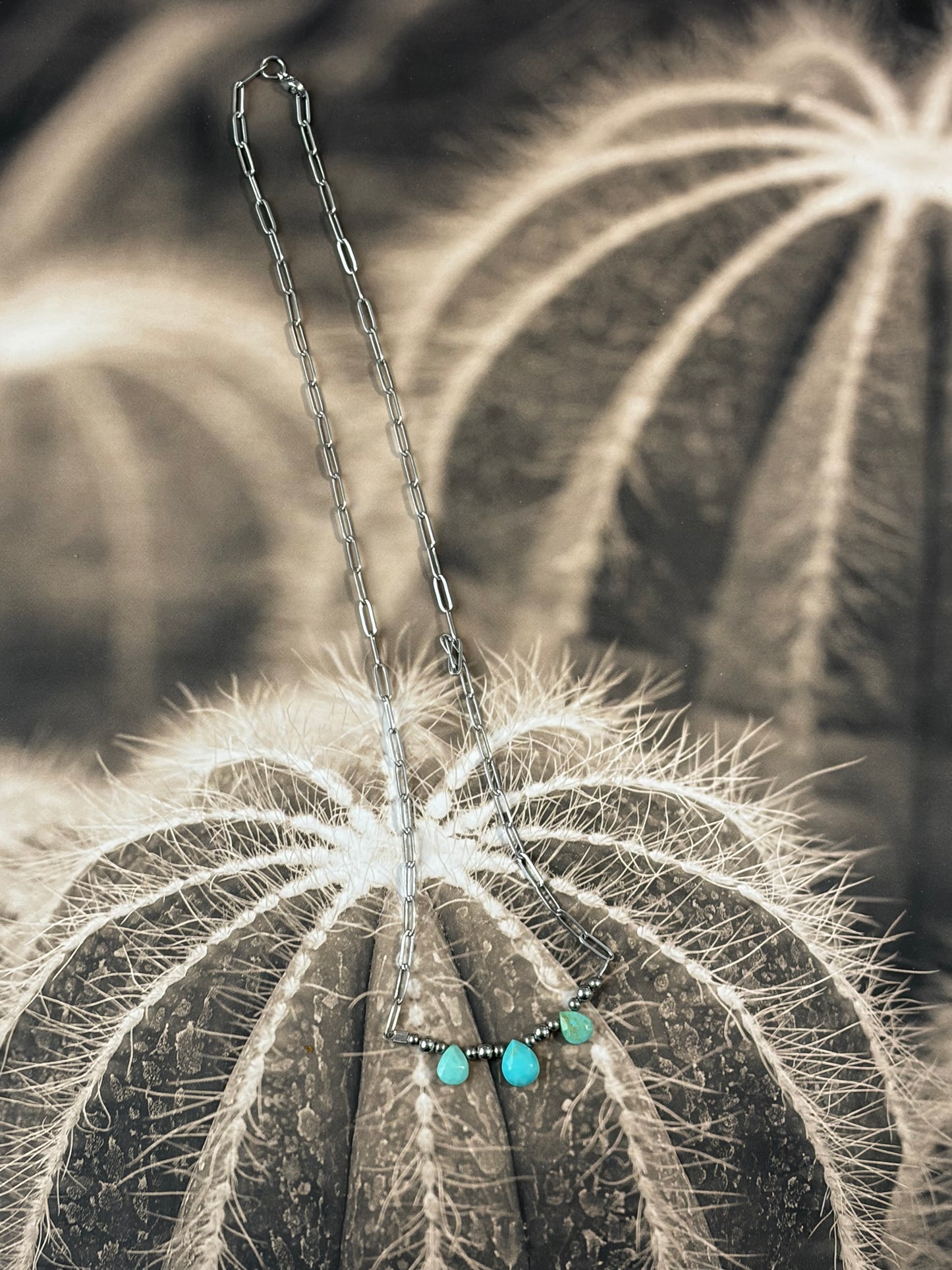 Desert Steel Kingman TurquoiseStacker Necklace