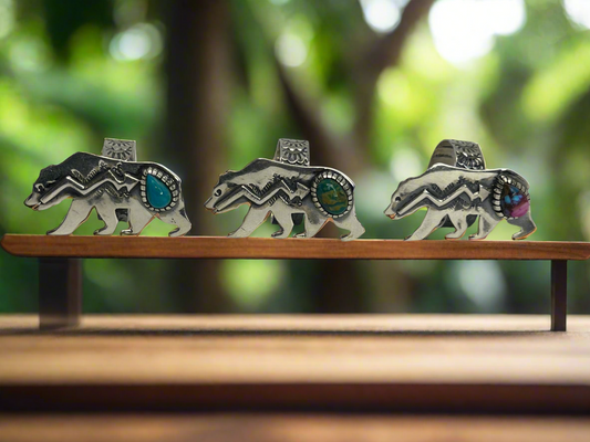 Southwestern Style Bear Sterling Silver Rings