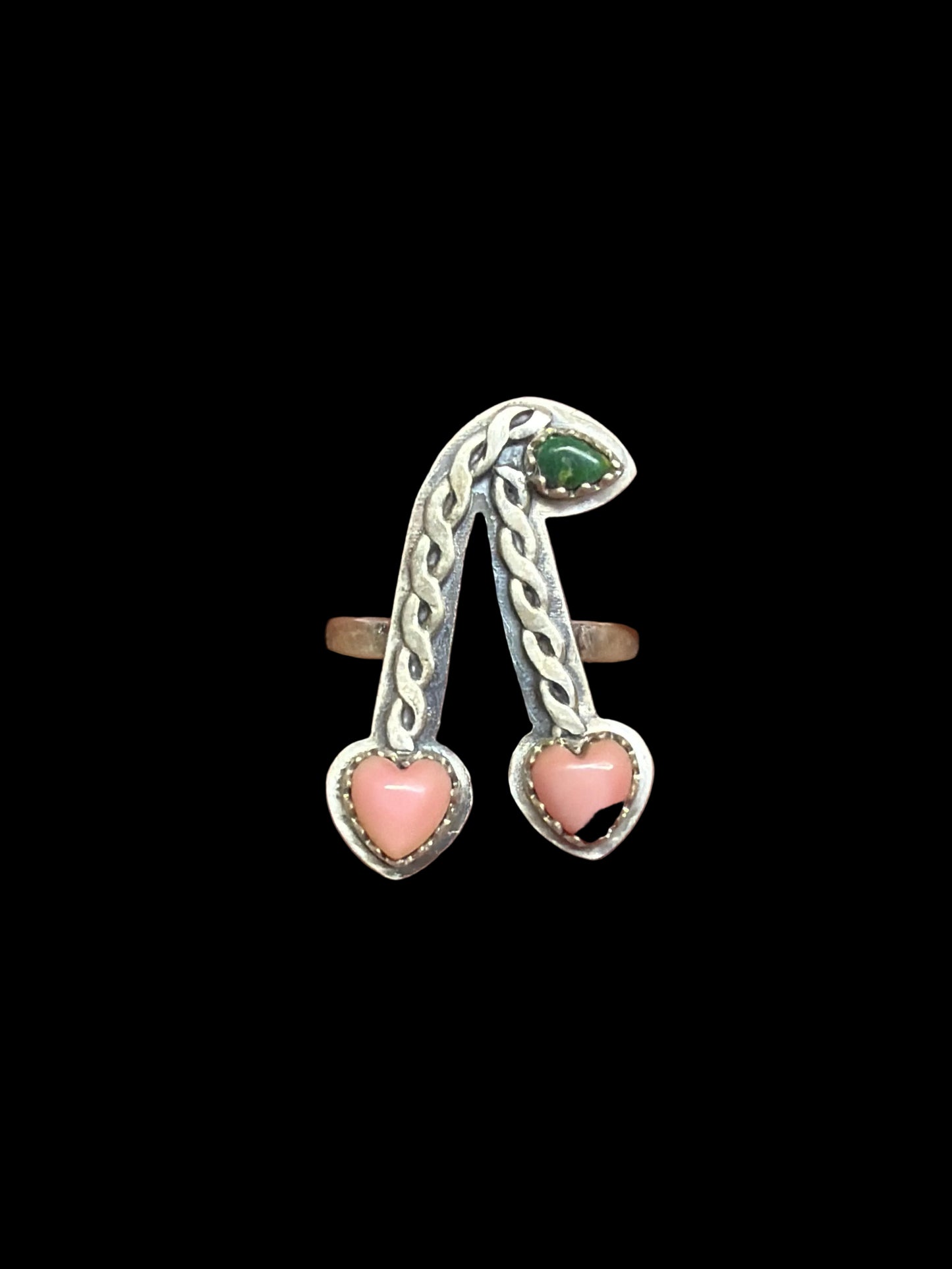 Handcrafted Pink Conch Cherry Rings