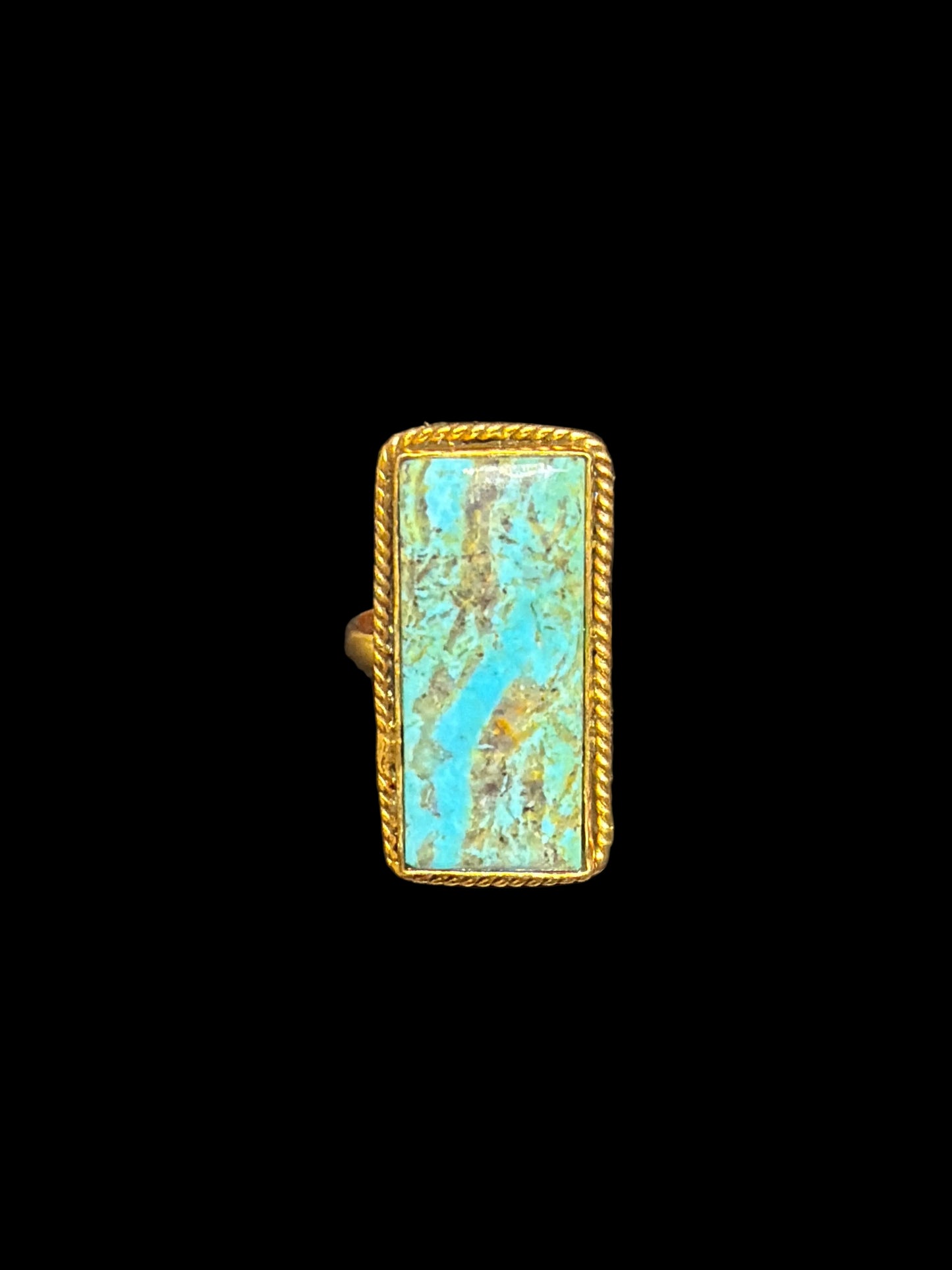 The Golden Turquoise Bar Rings