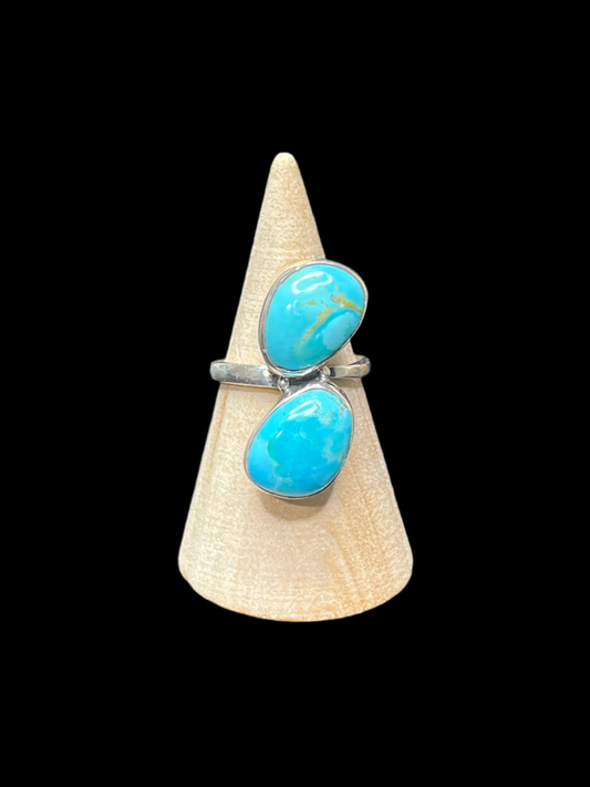 Two Stone Turquoise Ring - Adjustable