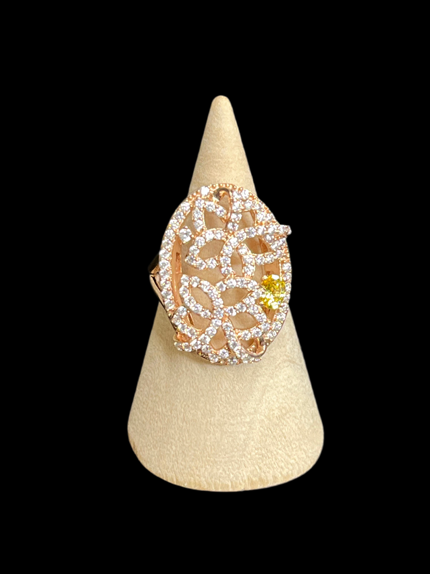 Cubic Zirconia Rose Gold Over Sterling Silver Ring - Size 7