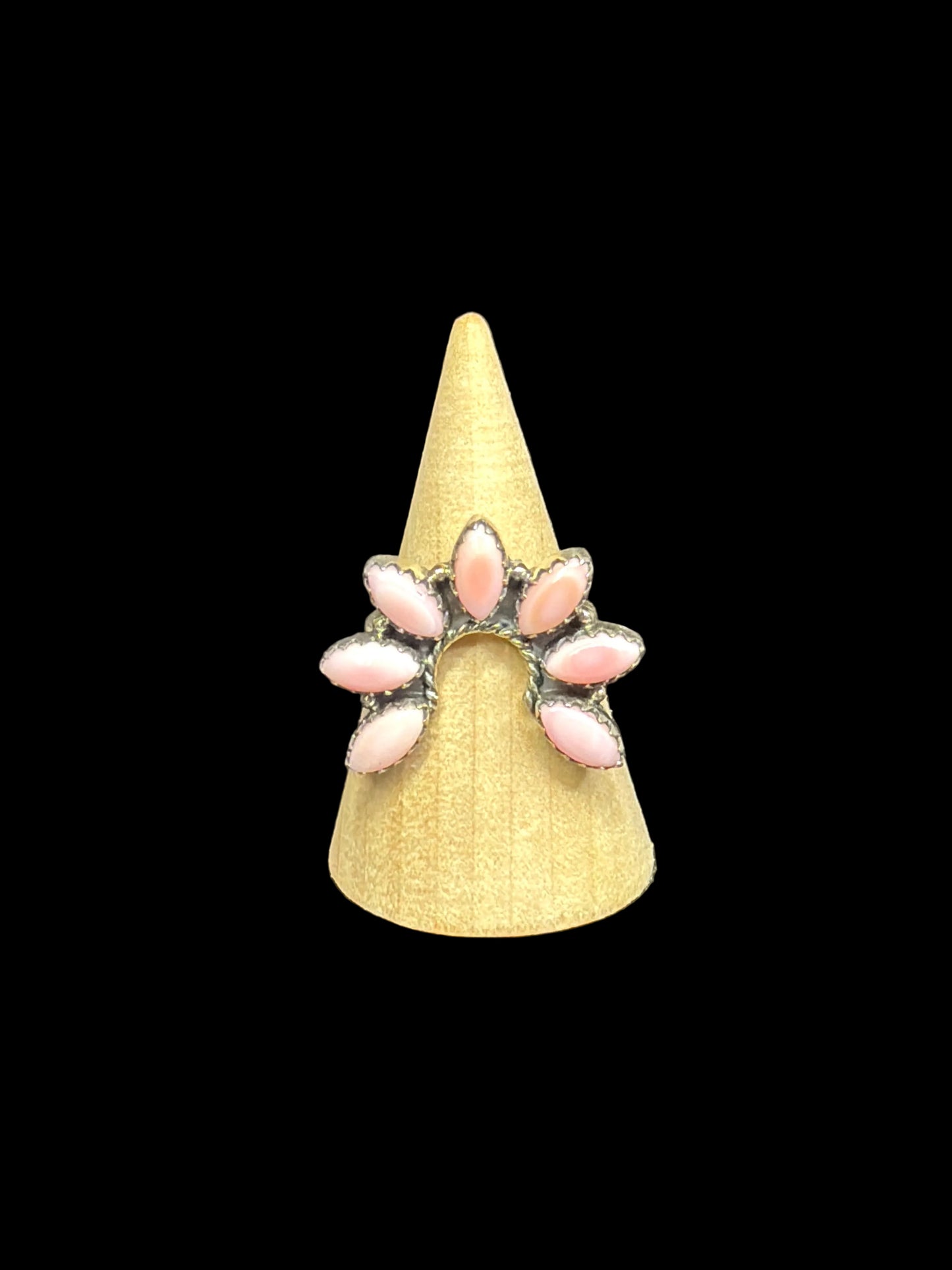 Handcrafted Pink Conch Naja Ring - size 9