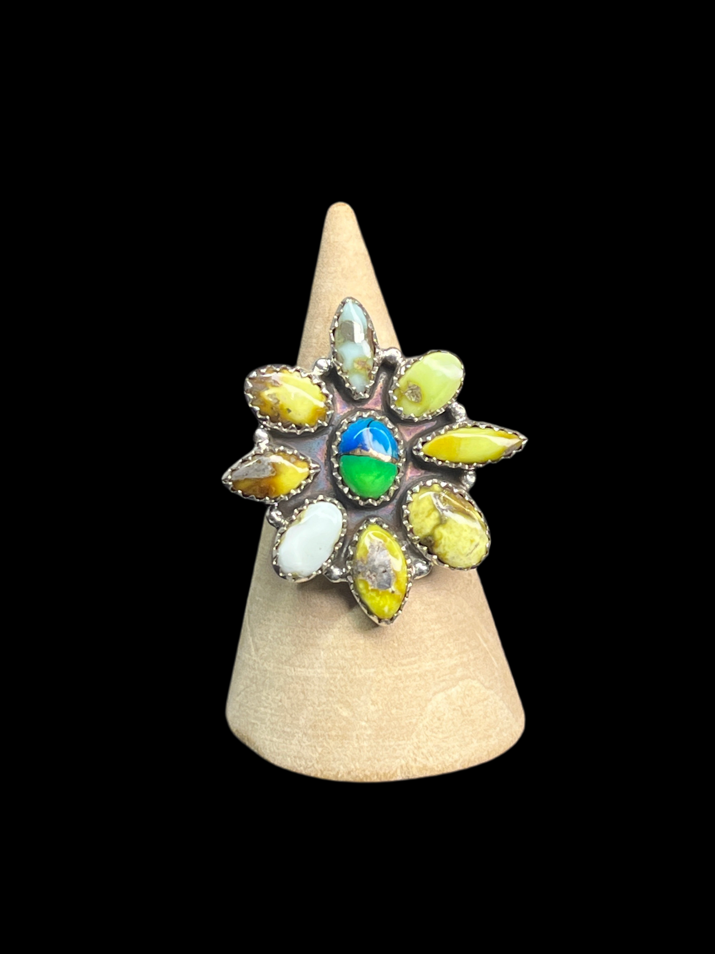 Palomino Variscite & Copper Turquoise Statement Ring - Adjustable