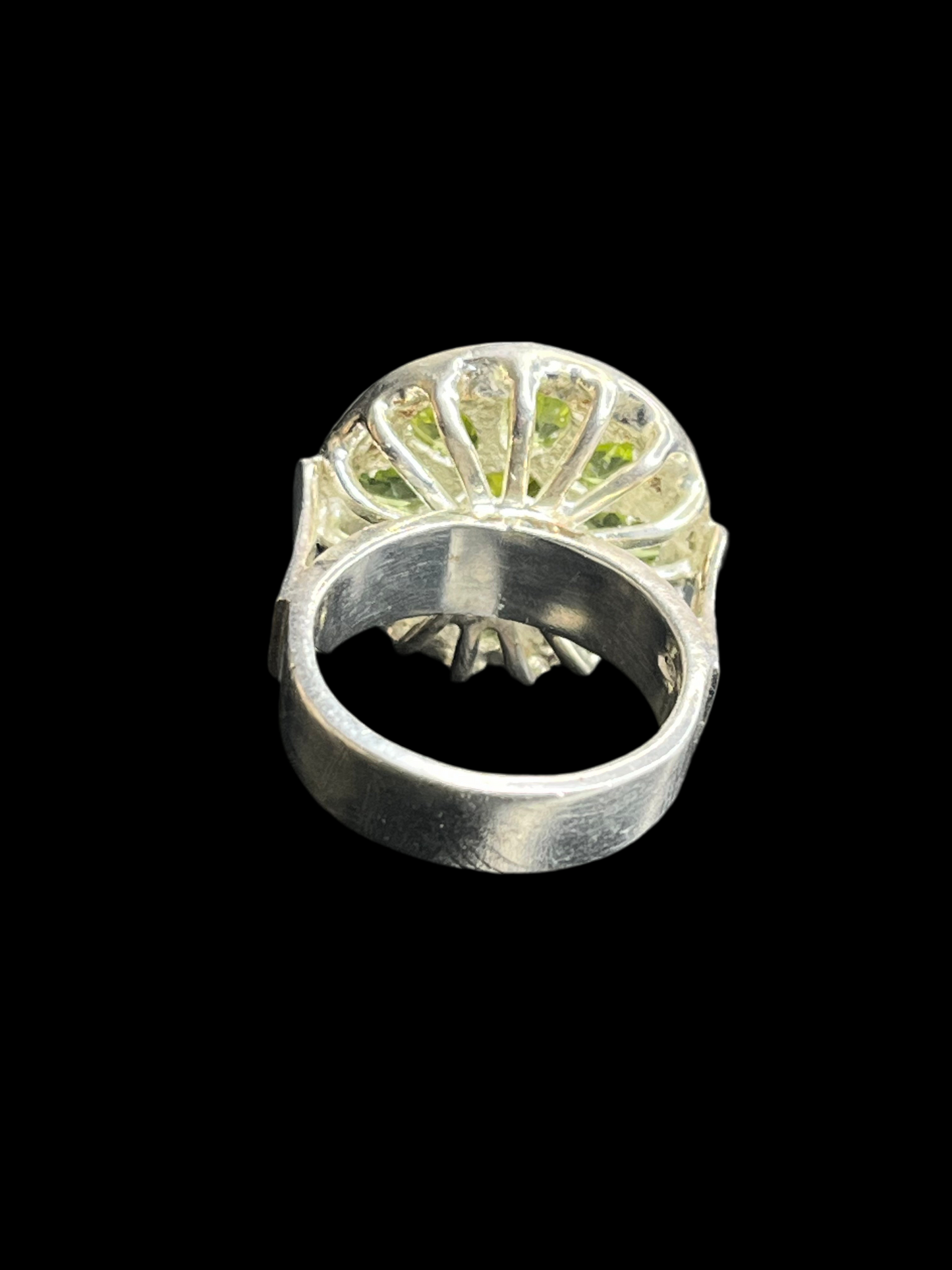 Sterling Silver Genuine Peridot Cluster Ring - size 8.25
