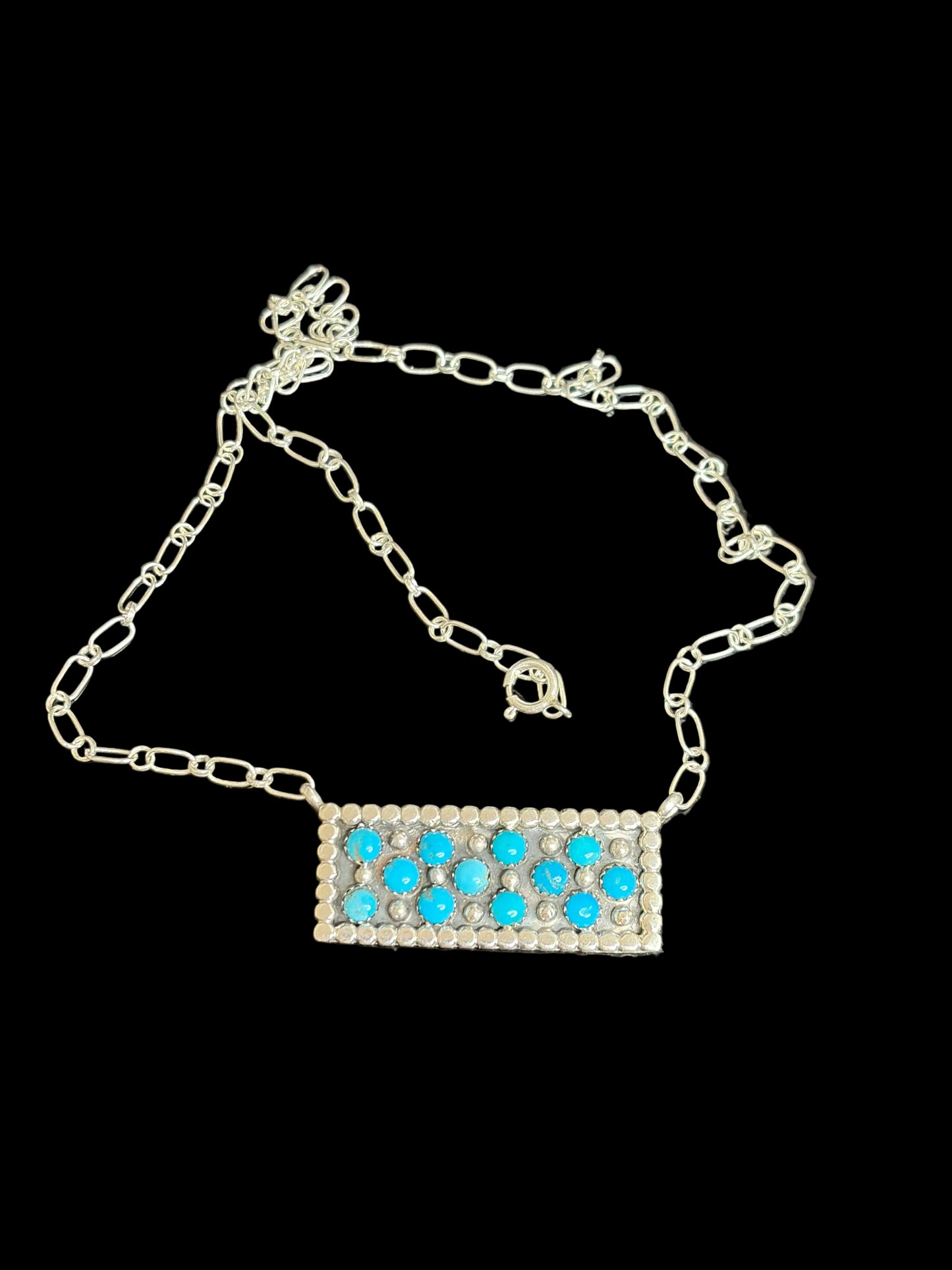 Zuni - Sleeping Beauty Turquoise Bar Necklace - Kenny Lonjose