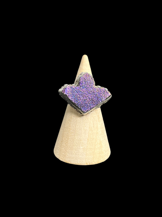 Purple Druzy Sterling Silver Ring - size 6