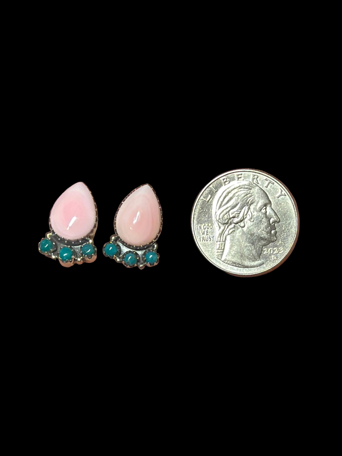 Handcrafted Kingman & Pink Conch Earrings