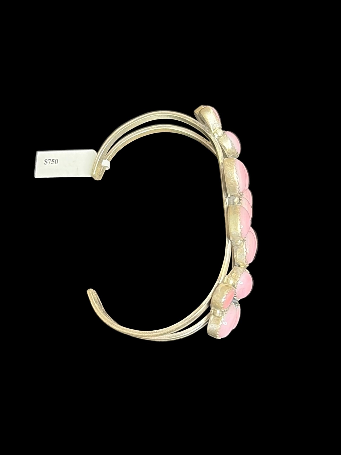 Pink Conch Multi-Cluster Cuff Bracelet