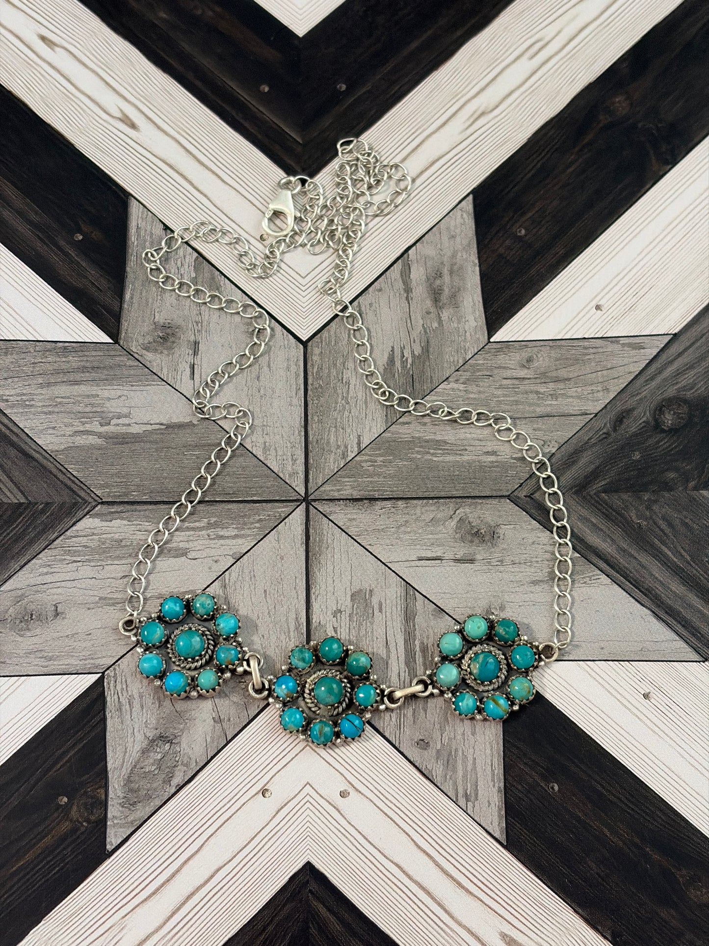 Kingman Turquoise Multi-Cluster Necklace