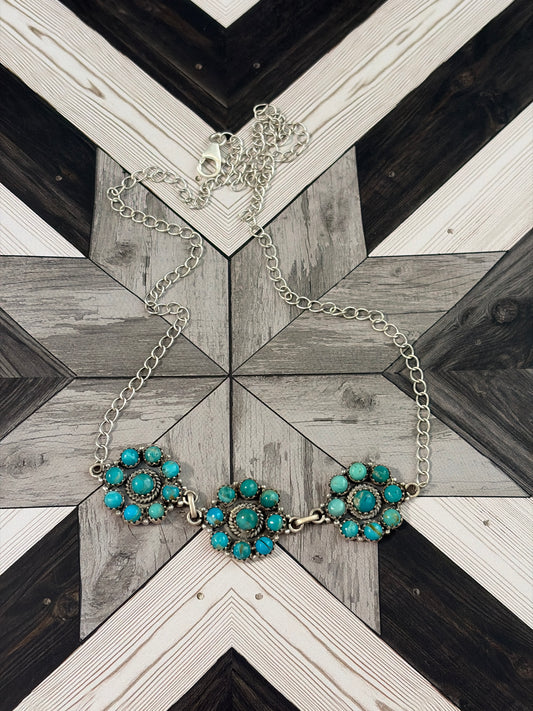 Kingman Turquoise Multi-Cluster Necklace