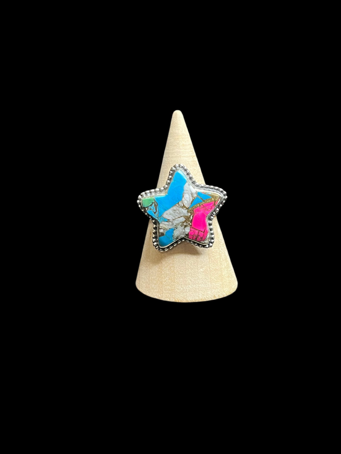 Cotton Candy Turquoise Star Rings - Sterling Silver