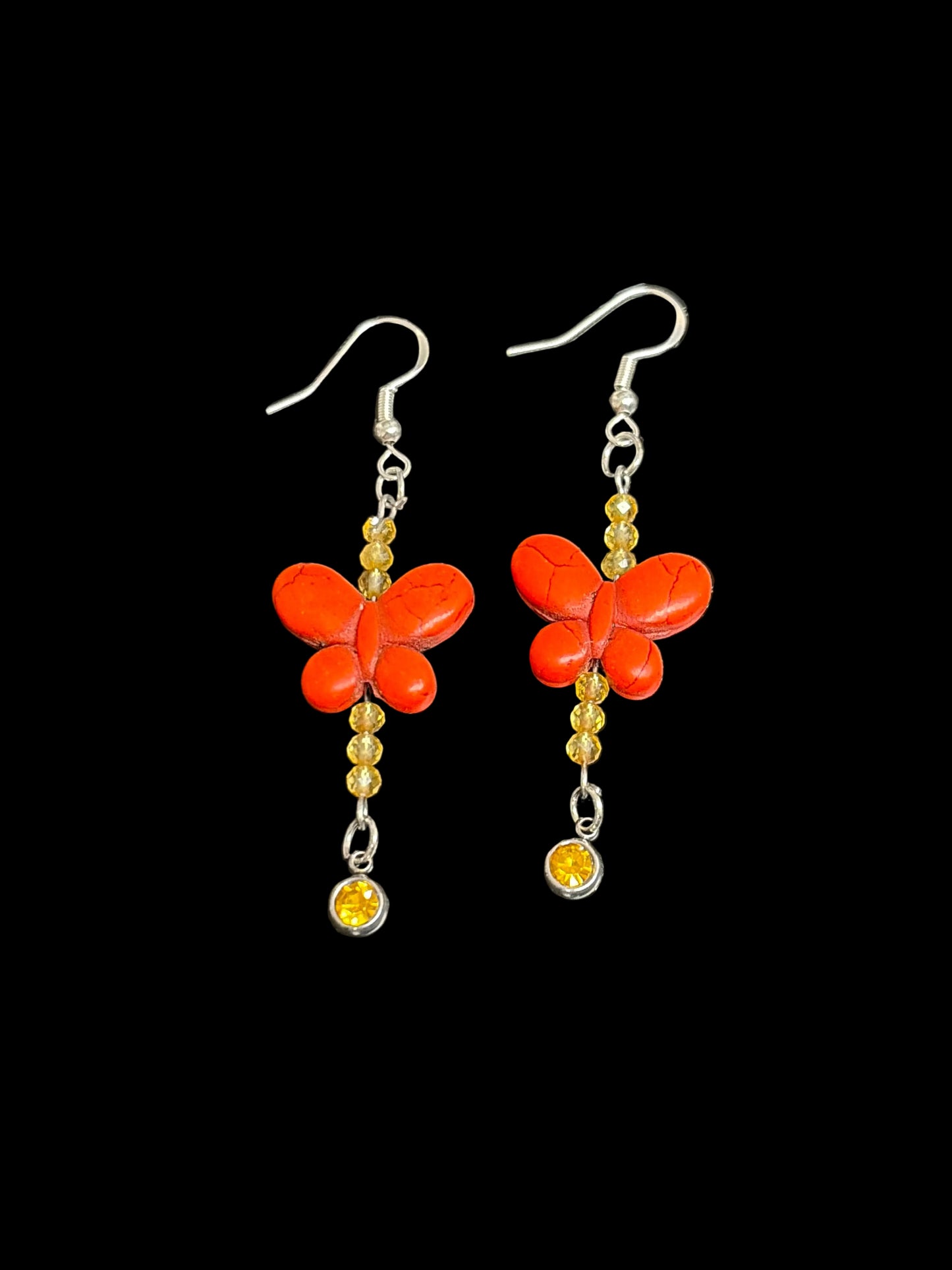 Orange Magnesite Butterfly & Citrine Statement Earrings