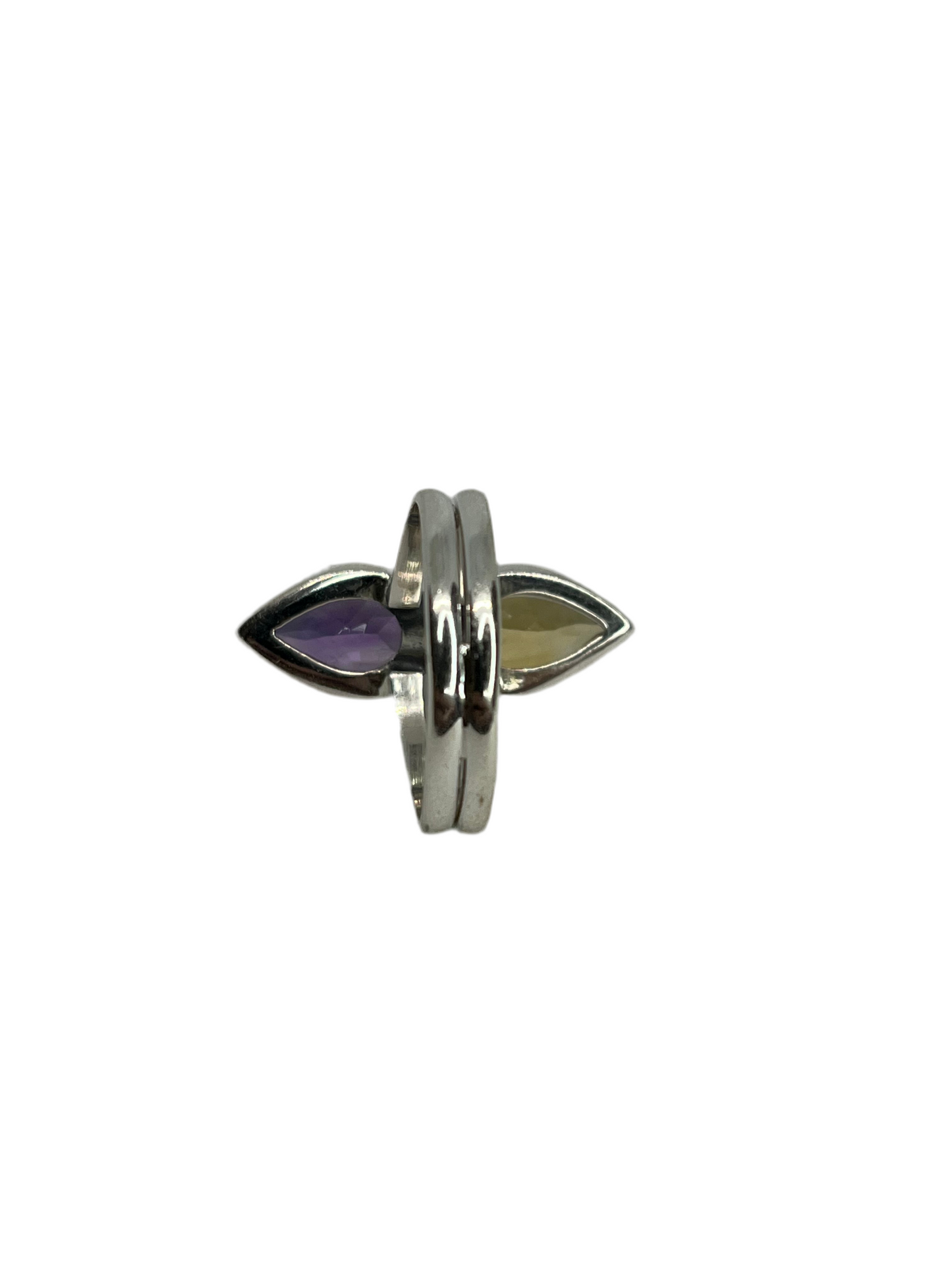 Amethyst & Citrine Sterling Silver Ring - Size 9