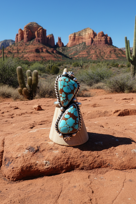 Navajo - Eugene Belone - Mine #8 Turquoise Ring - Adjustable