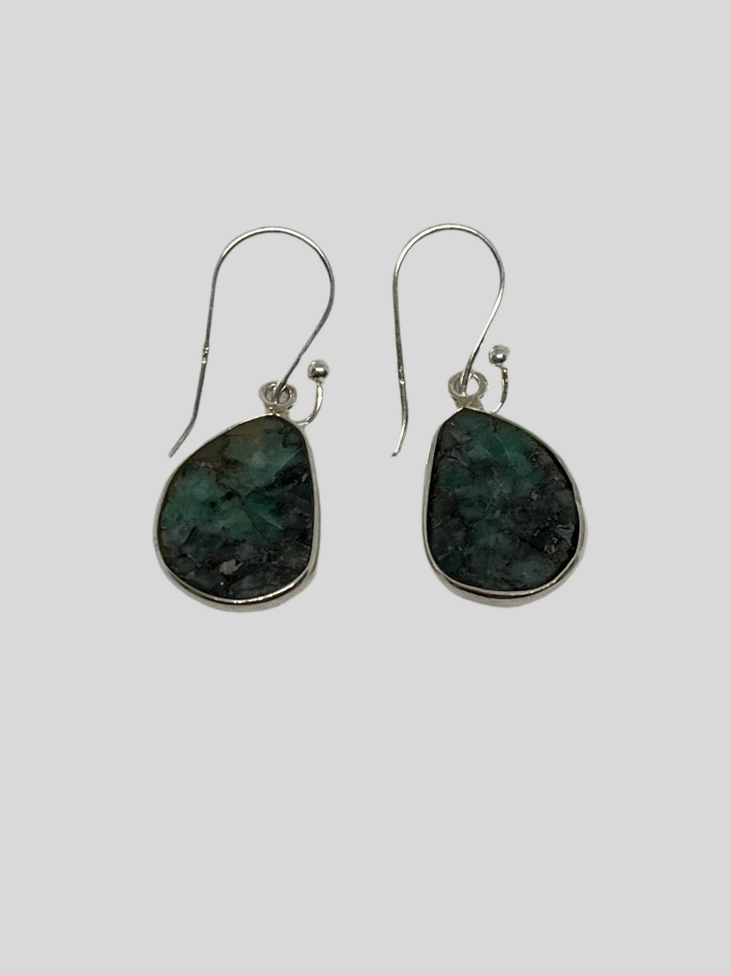 Natural Emerald Dangle Sterling Silver Earrings