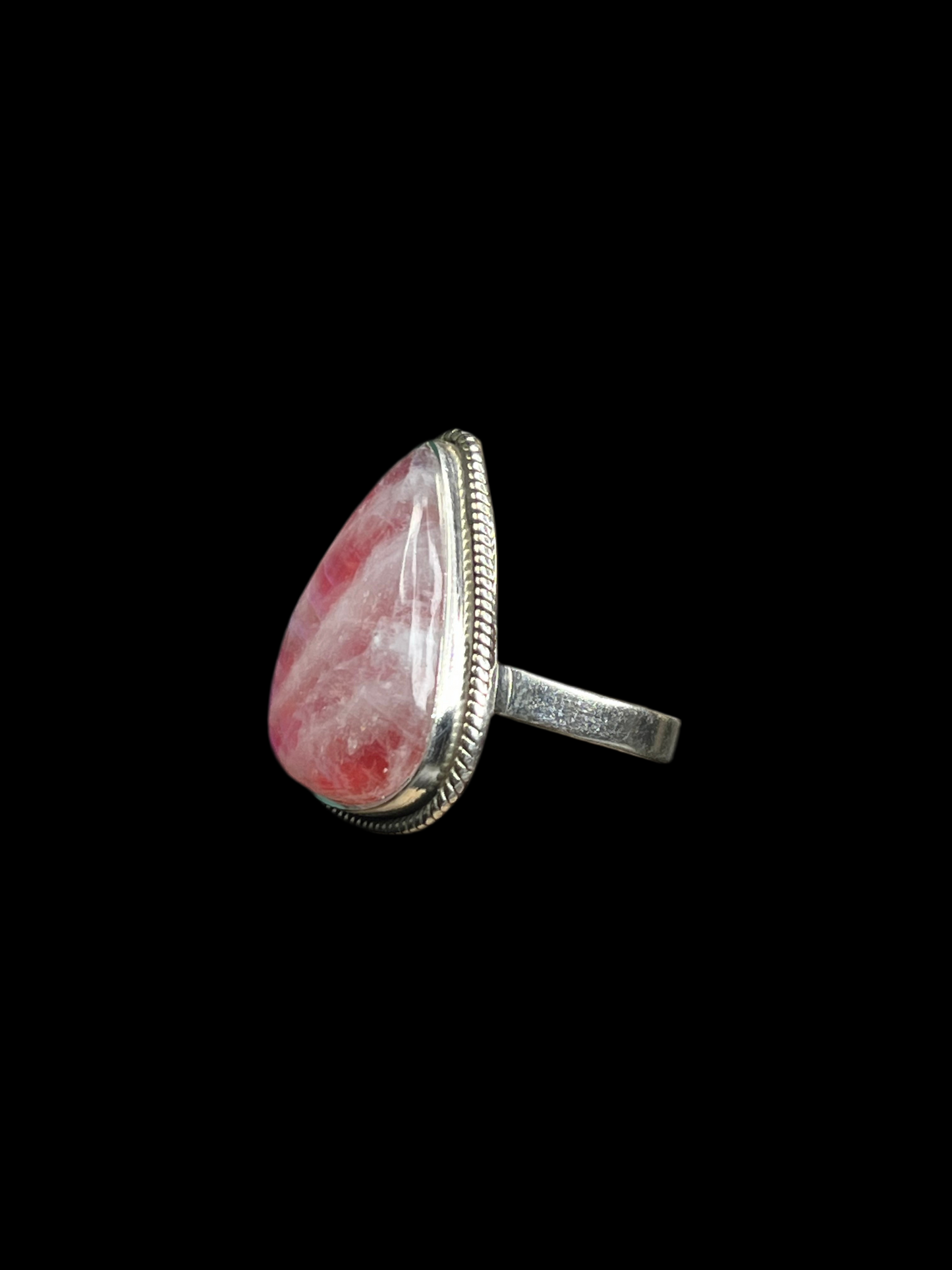 Pink Moonstone Sterling Silver Ring - size 7