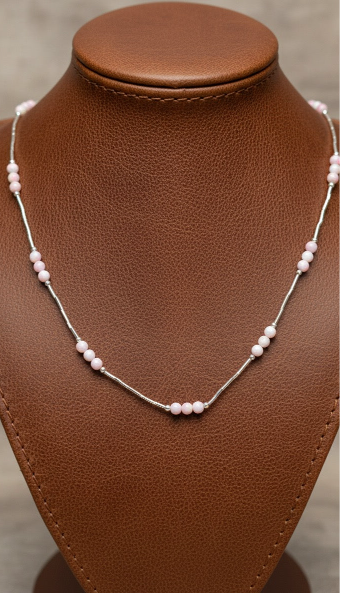 Pink Queen Conch Liquid Silver Necklace