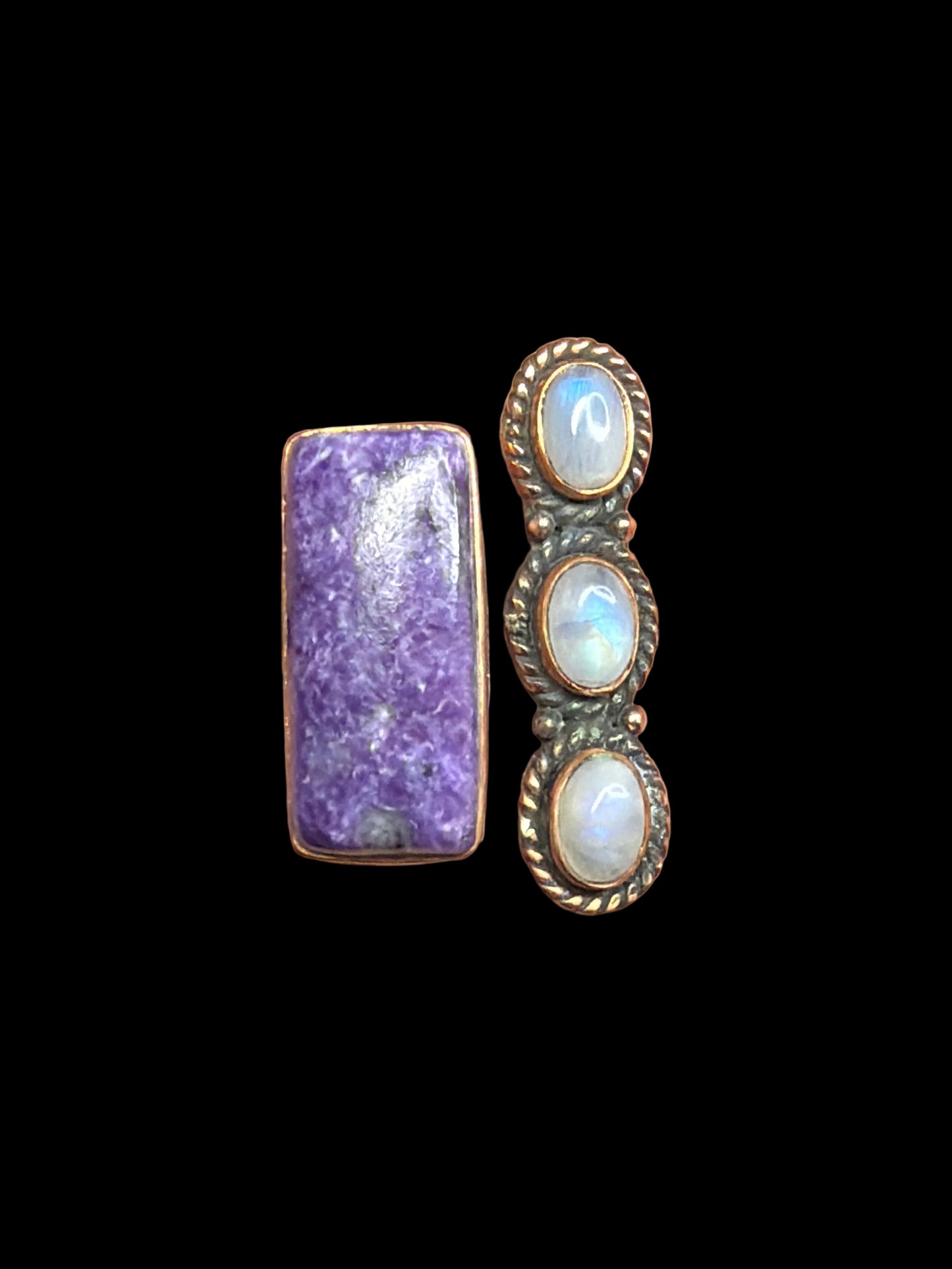 Copper - Charoite & Moonstone Floater Ring