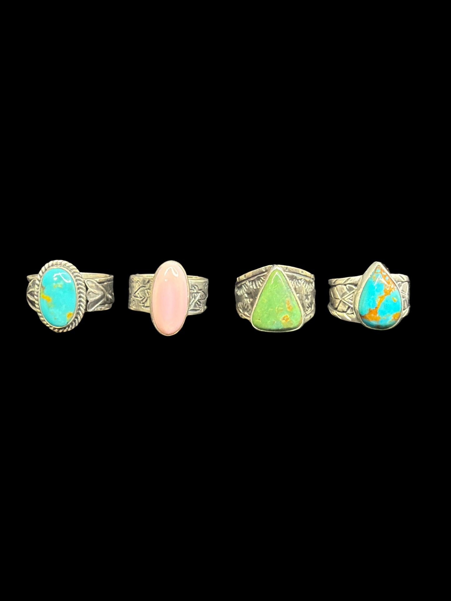 Handcrafted Thick Band & Genuine Stone Rings