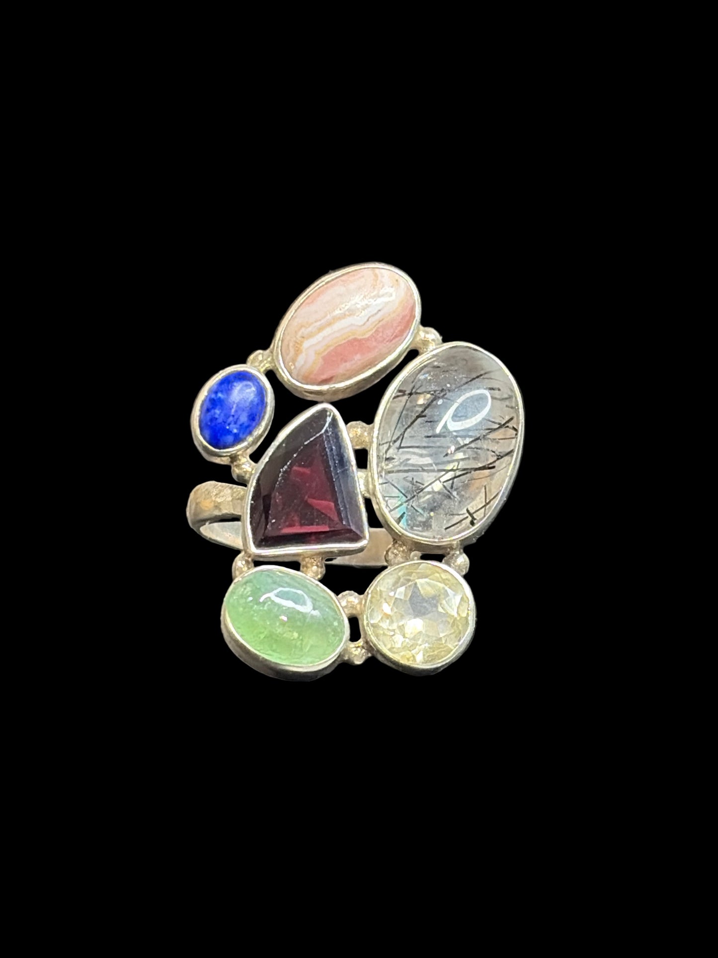 Multi-Gemstone Sterling Silver Rings - Adjustable