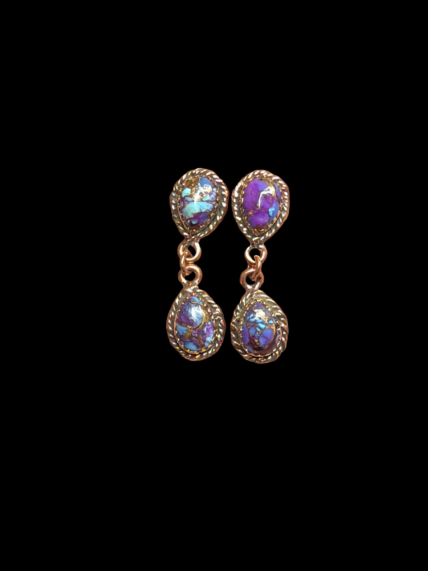 Purple Copper Turquoise & Copper Post Back Dangles