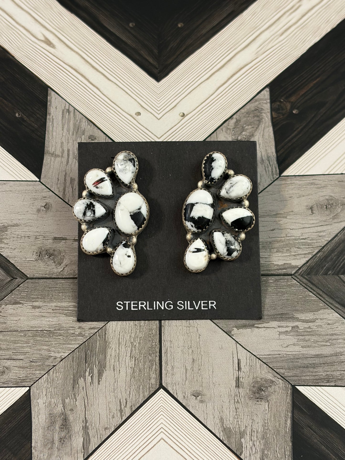 White Buffalo Cluster Earrings