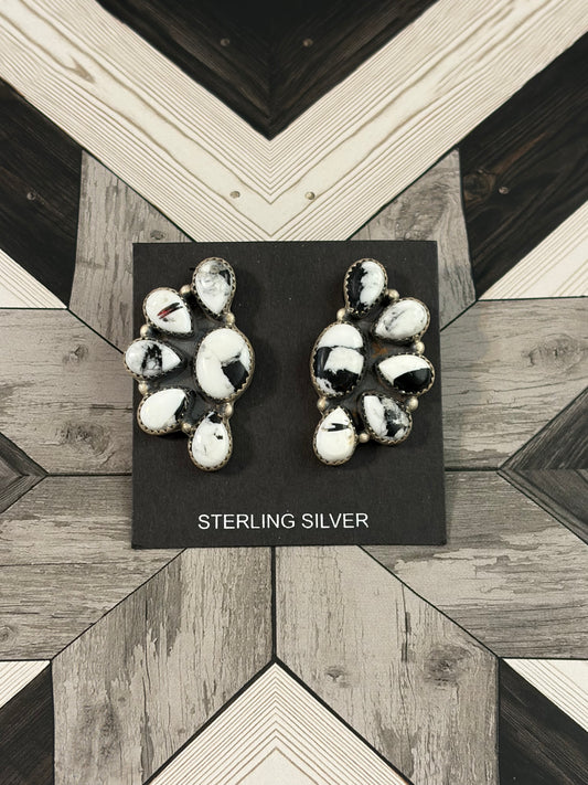 White Buffalo Cluster Earrings
