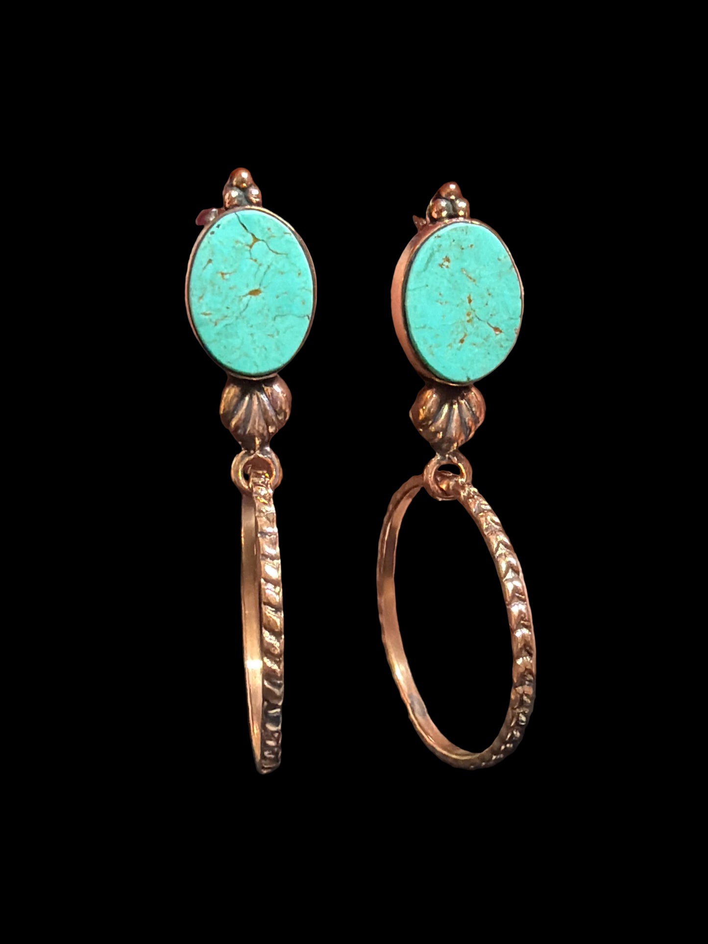 Royston Turquoise & Copper Post Back Hoops