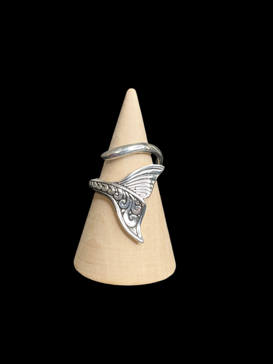 Whale Tail Silver Ring - adjustable