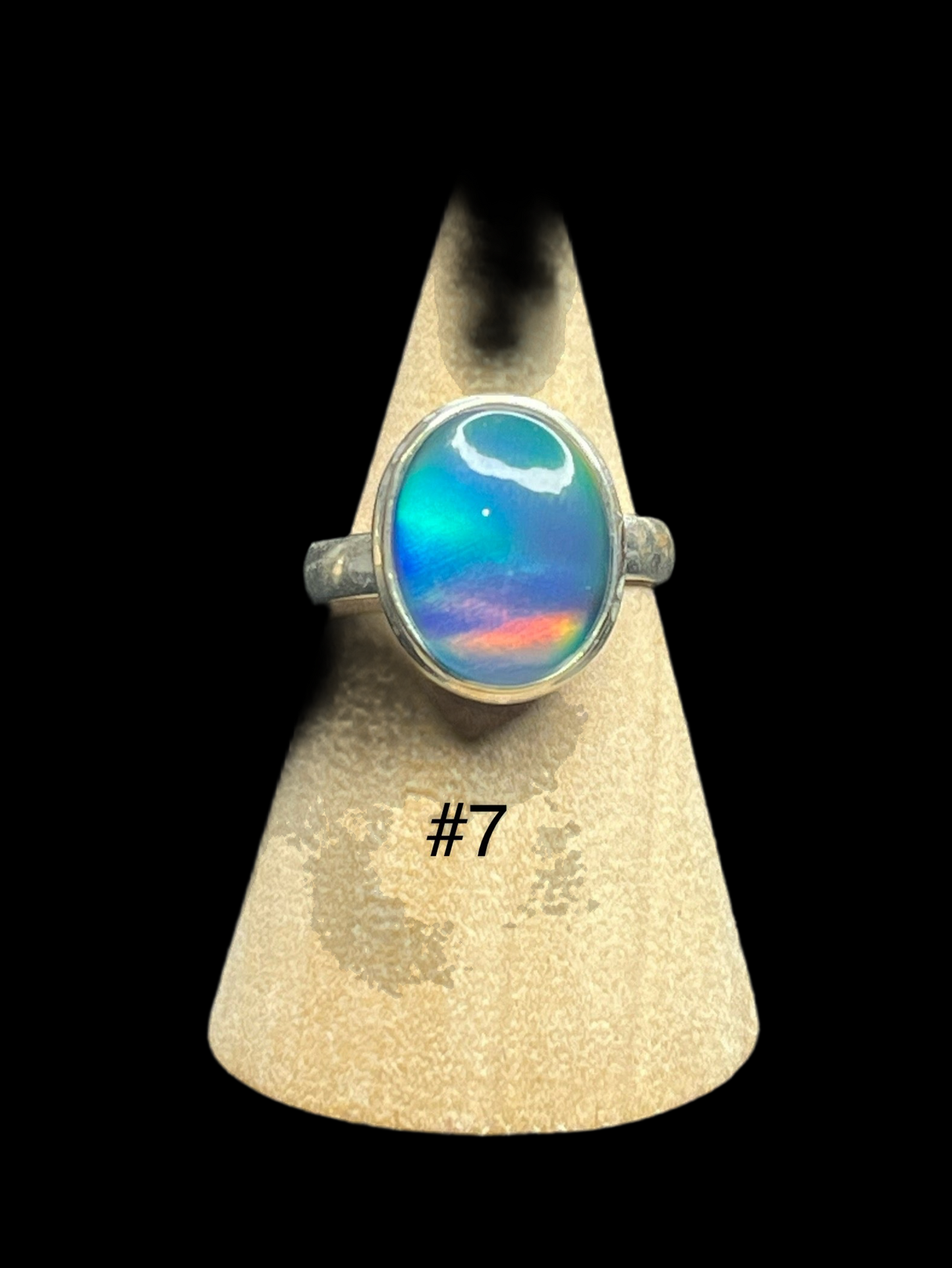 Aurora Opal Sterling Silver Rings