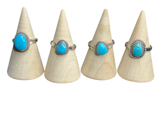 Dainty American Turquoise Sterling Silver Rings