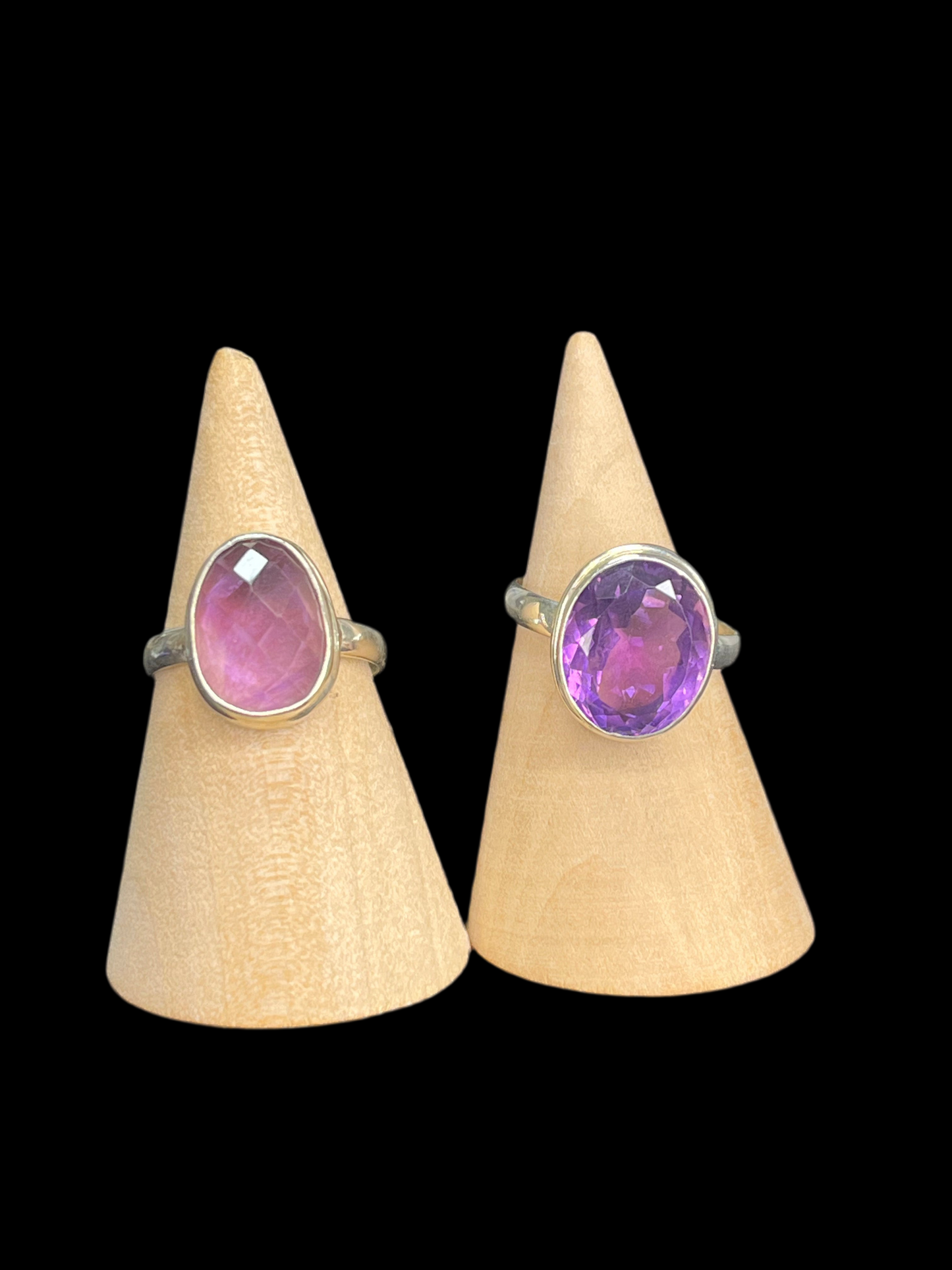 Amethyst Sterling Silver Rings - size 8