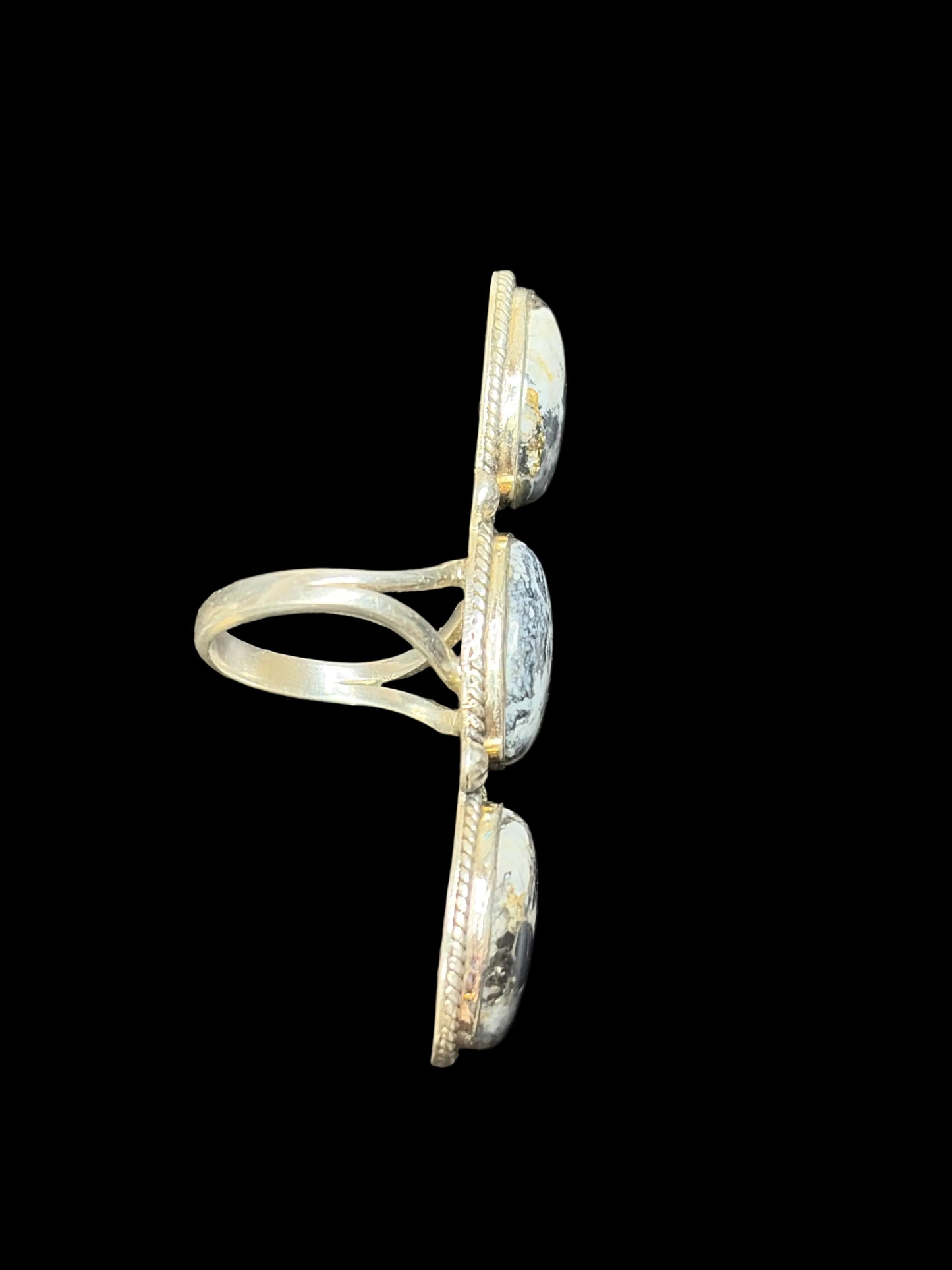 Triple White Buffalo Statement Ring - Size 10