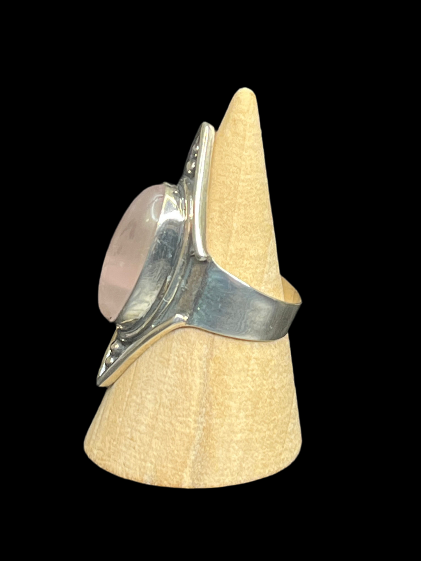 Rose Quartz Sterling Silver Ring - size 9