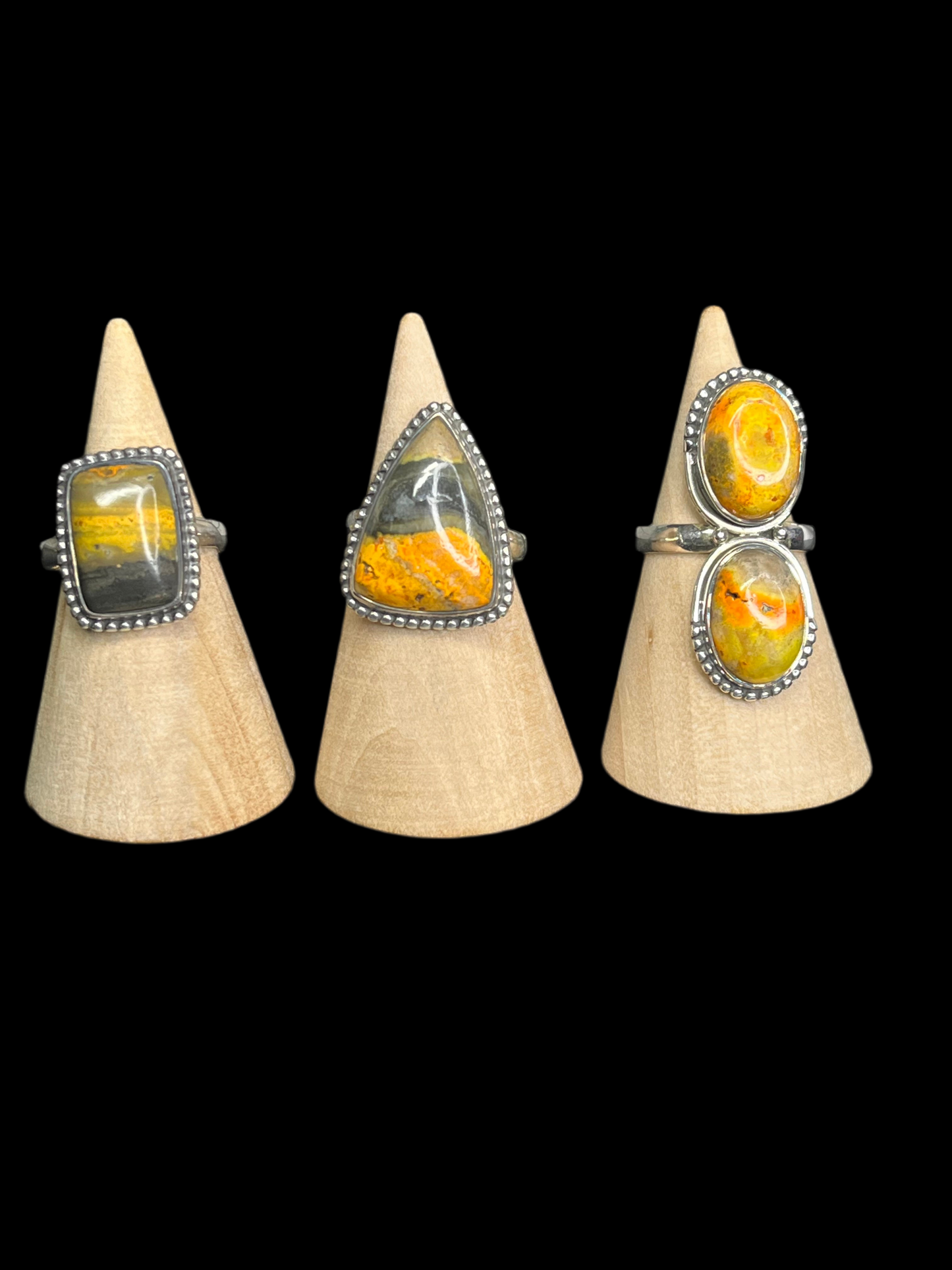 Bumblebee Jasper Sterling Silver Rings