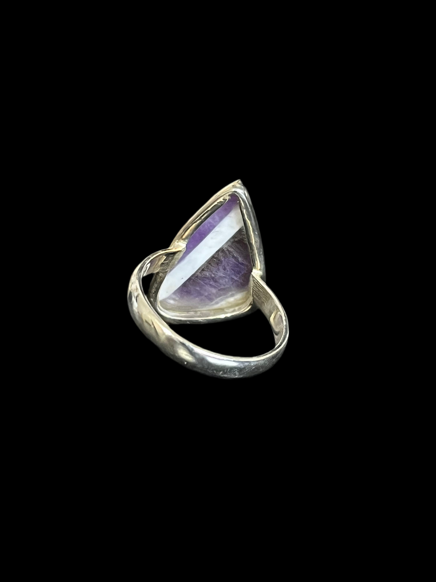 Chevron Amethyst Sterling Silver Ring - size 9.75