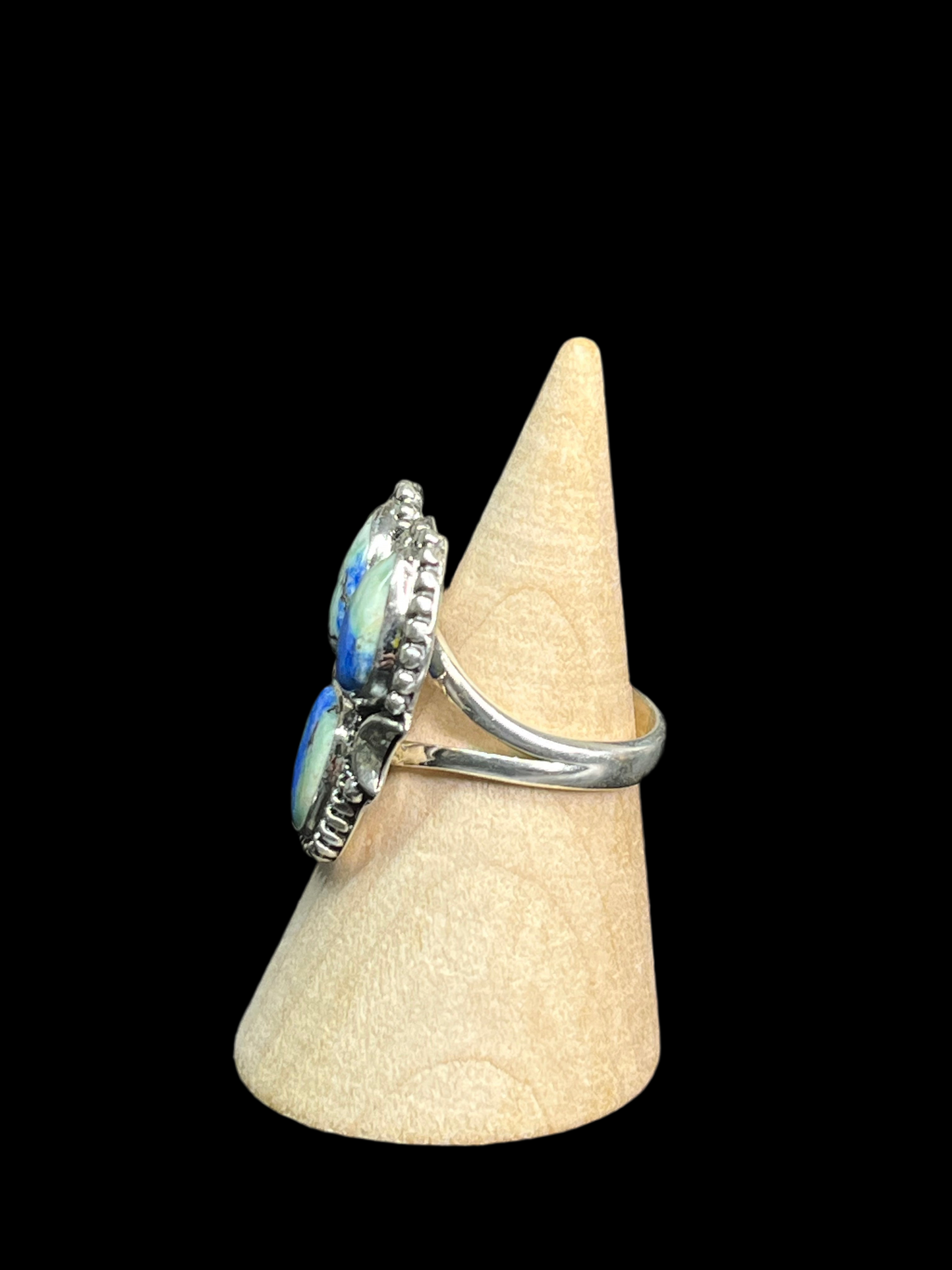 Azurite Barite Sterling Silver Ring - size 7