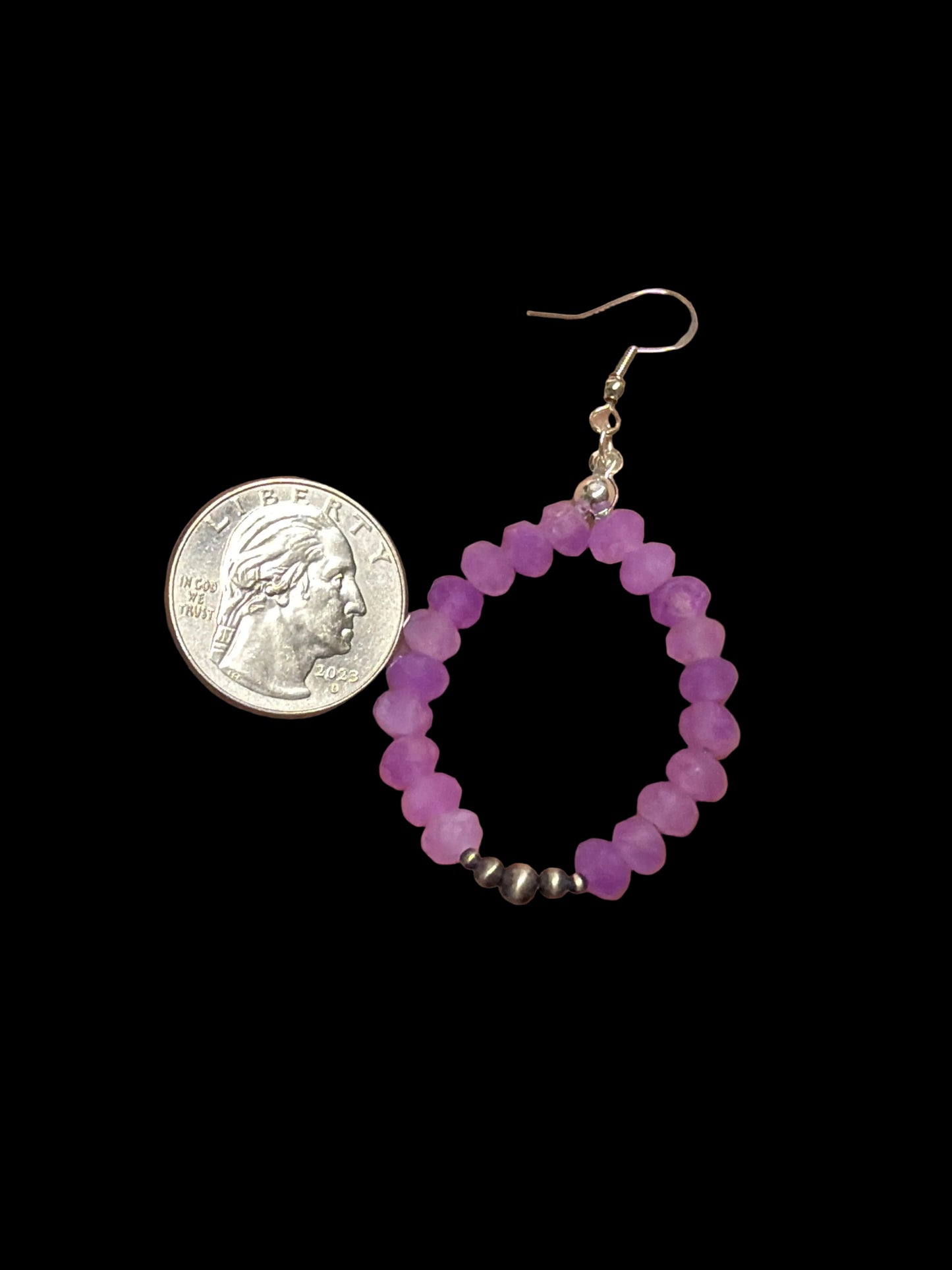 Hand-Strung Amethyst & Machine Made Pearl Hoop Earrings