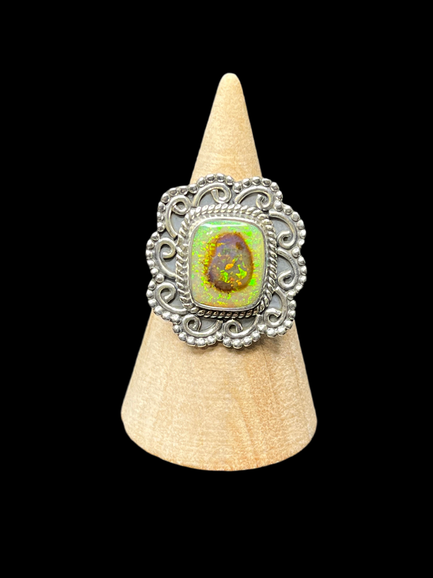 Monarch Opal Sterling Silver Ring - size 7