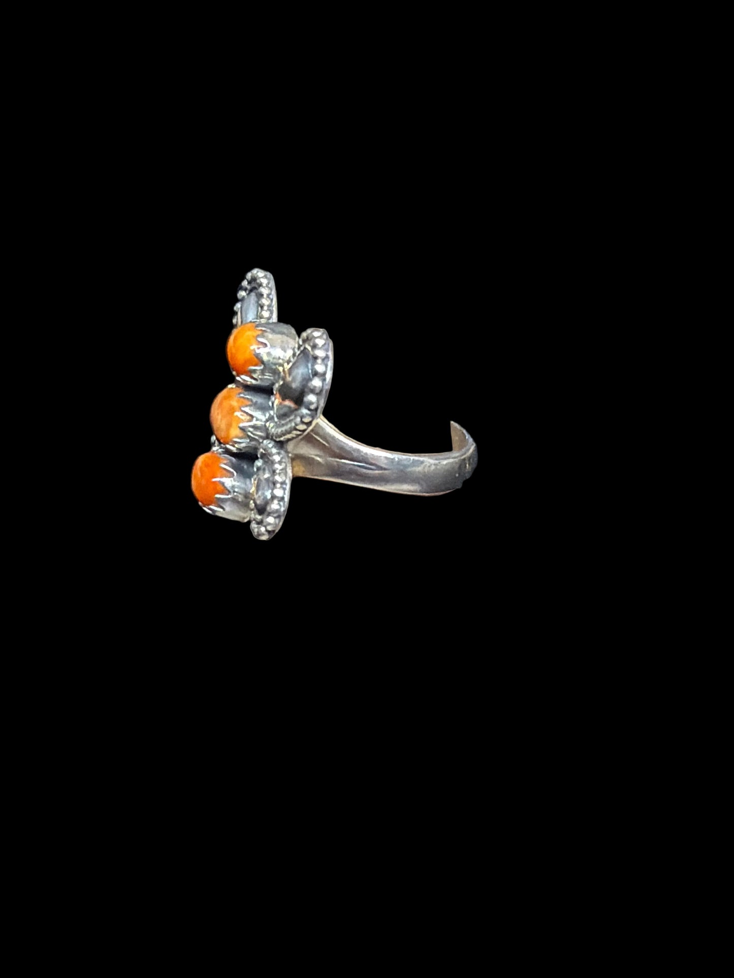 Handcrafted Orange Spiny Dragonfly Ring - size 9